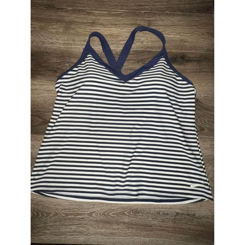 Nike striped swimming tankini blue & white size XL